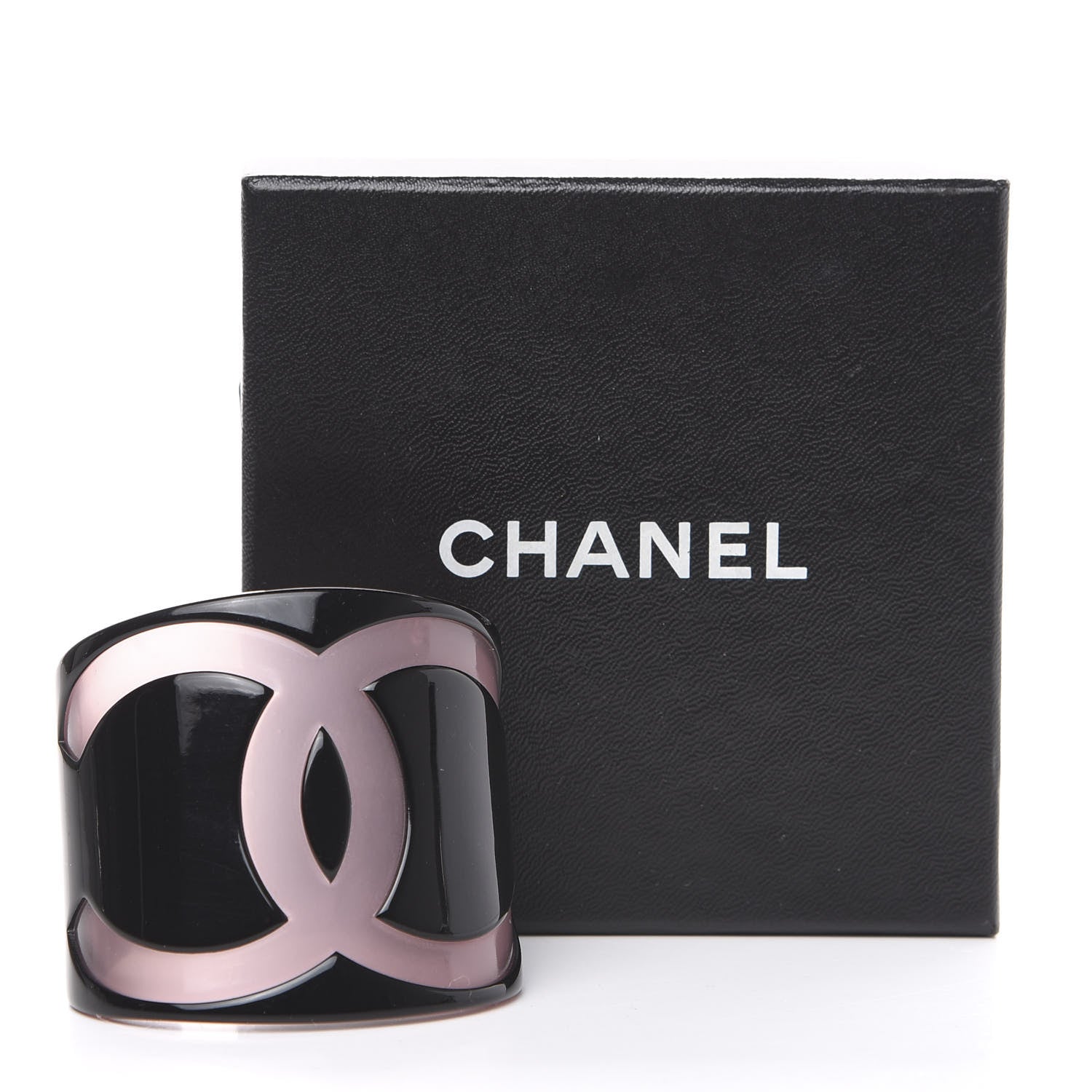 Chanel Resin CC Wide Cuff Black Pink 4 of 4
