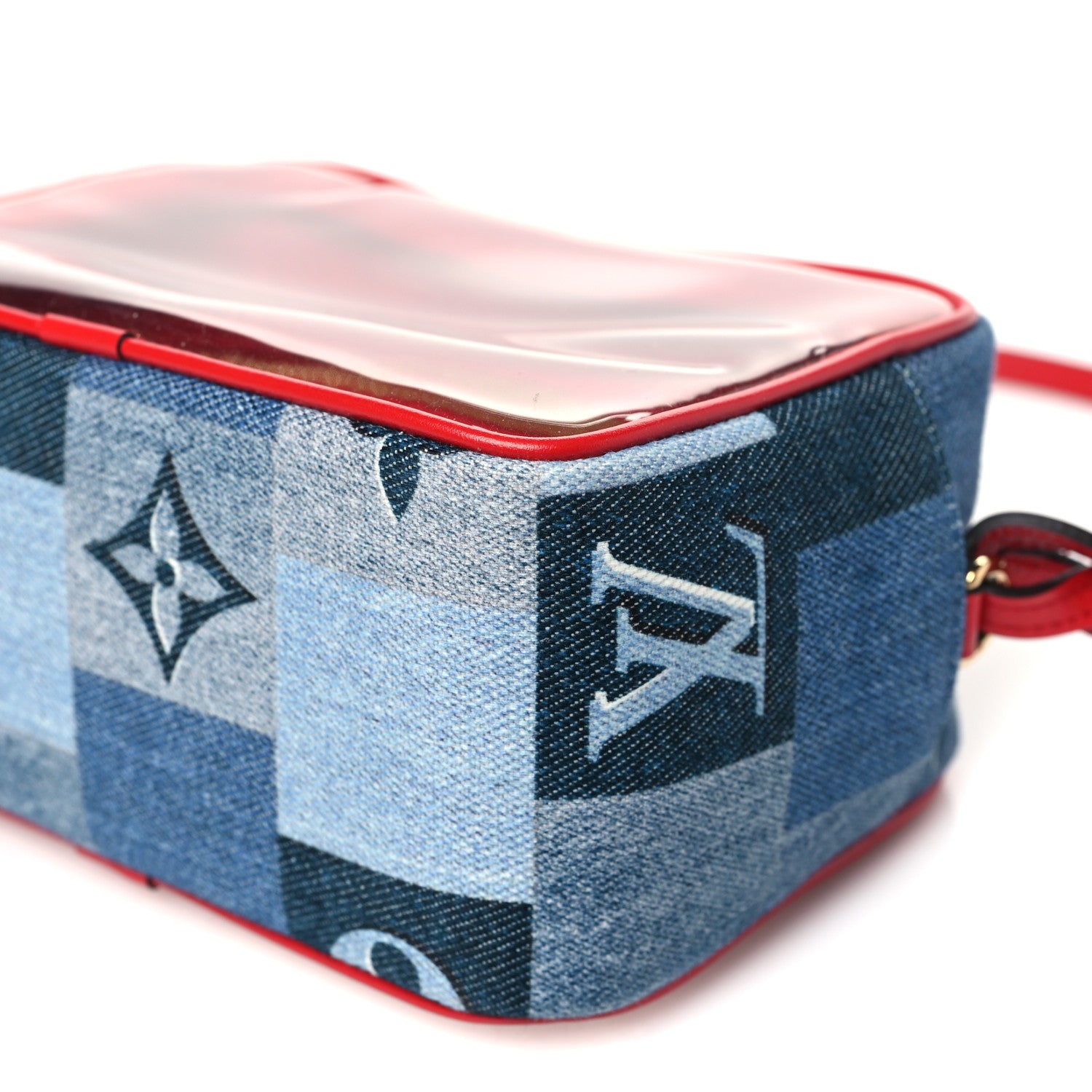 Louis Vuitton Denim Damier Monogram Patchwork PVC Beach Pouch Blue Rouge 9 of 9