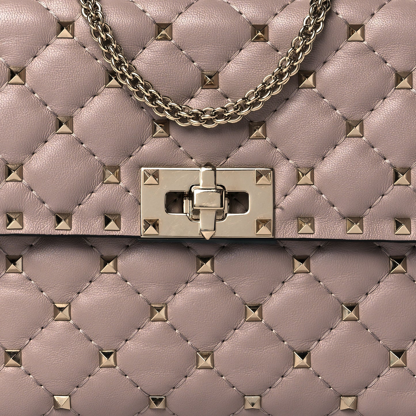 Lambskin Medium Rockstud Spike Shoulder Bag Poudre