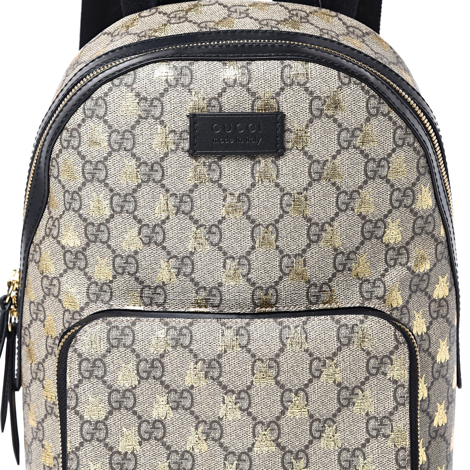 Gucci GG Supreme Monogram Bees Print Small Day Backpack Beige Oro Black 7 of 13