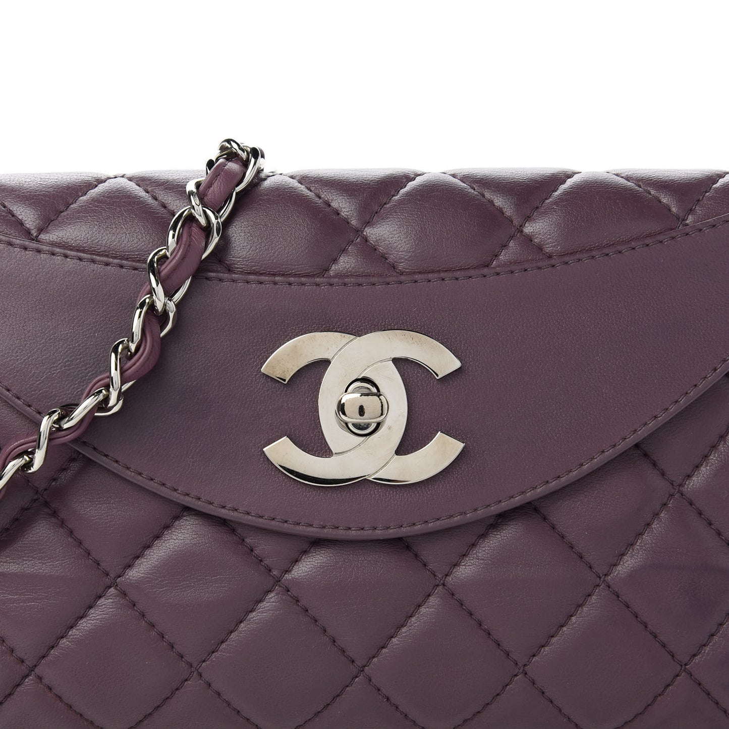 Lambskin Quilted Small Accordion Flap Light Purple