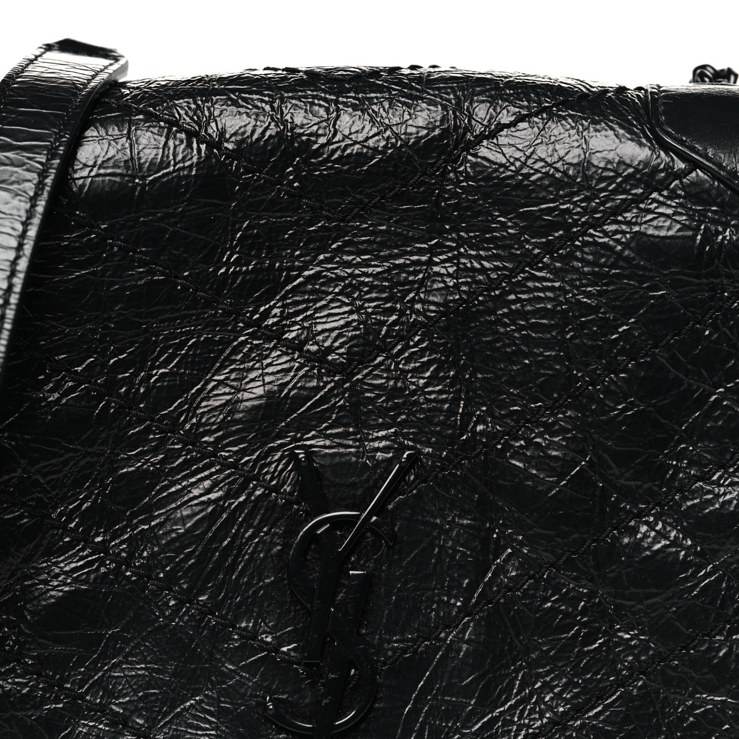 Saint Laurent Crinkled Calfskin Matelasse Monogram Niki Chain Wallet Black 8 of 11