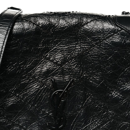 Saint Laurent Crinkled Calfskin Matelasse Monogram Niki Chain Wallet Black 8 of 11