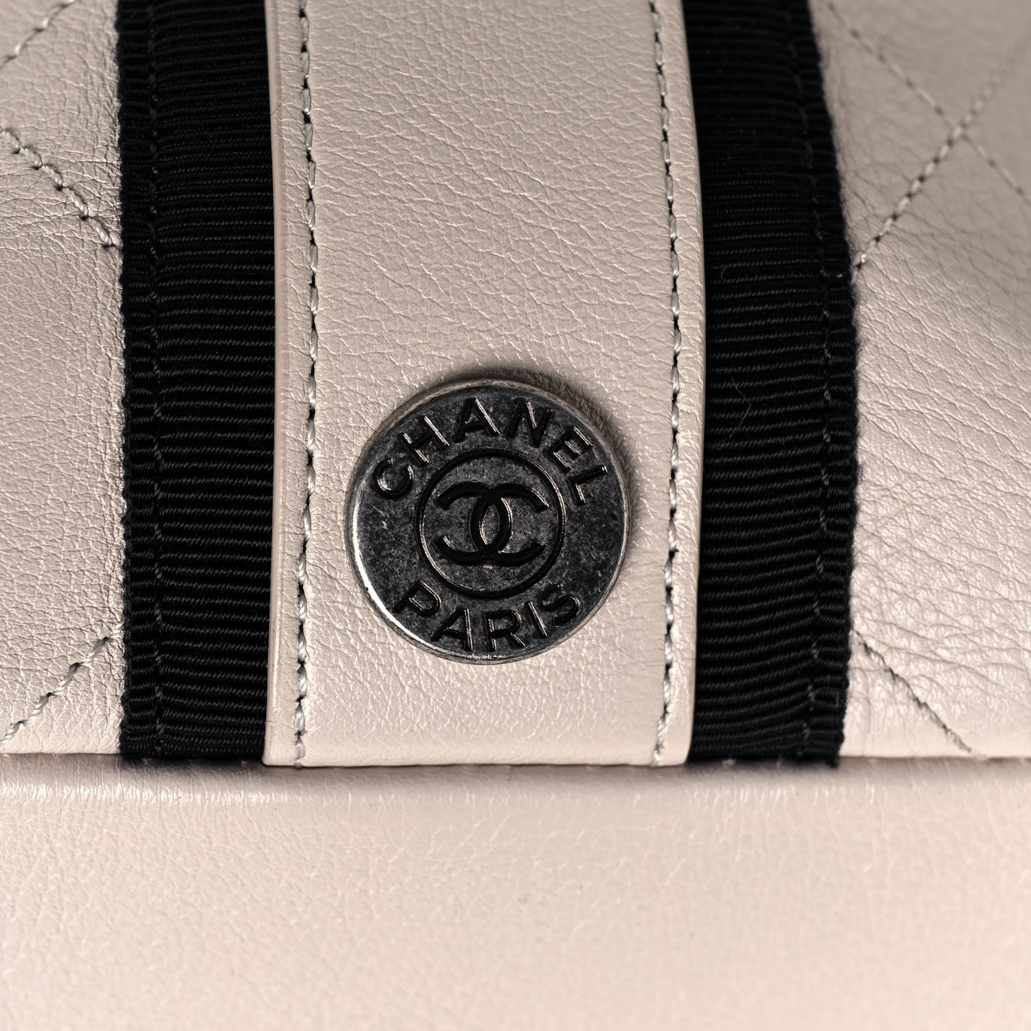 Chanel Calfskin Stitched Large Button Up Hobo Ivory Black 16 of 19