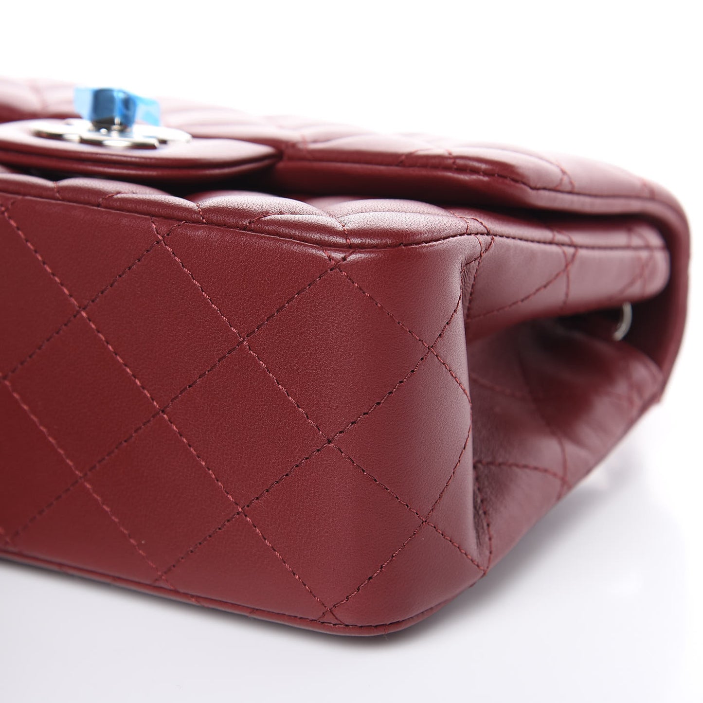 Lambskin Quilted Mini Square Flap Burgundy