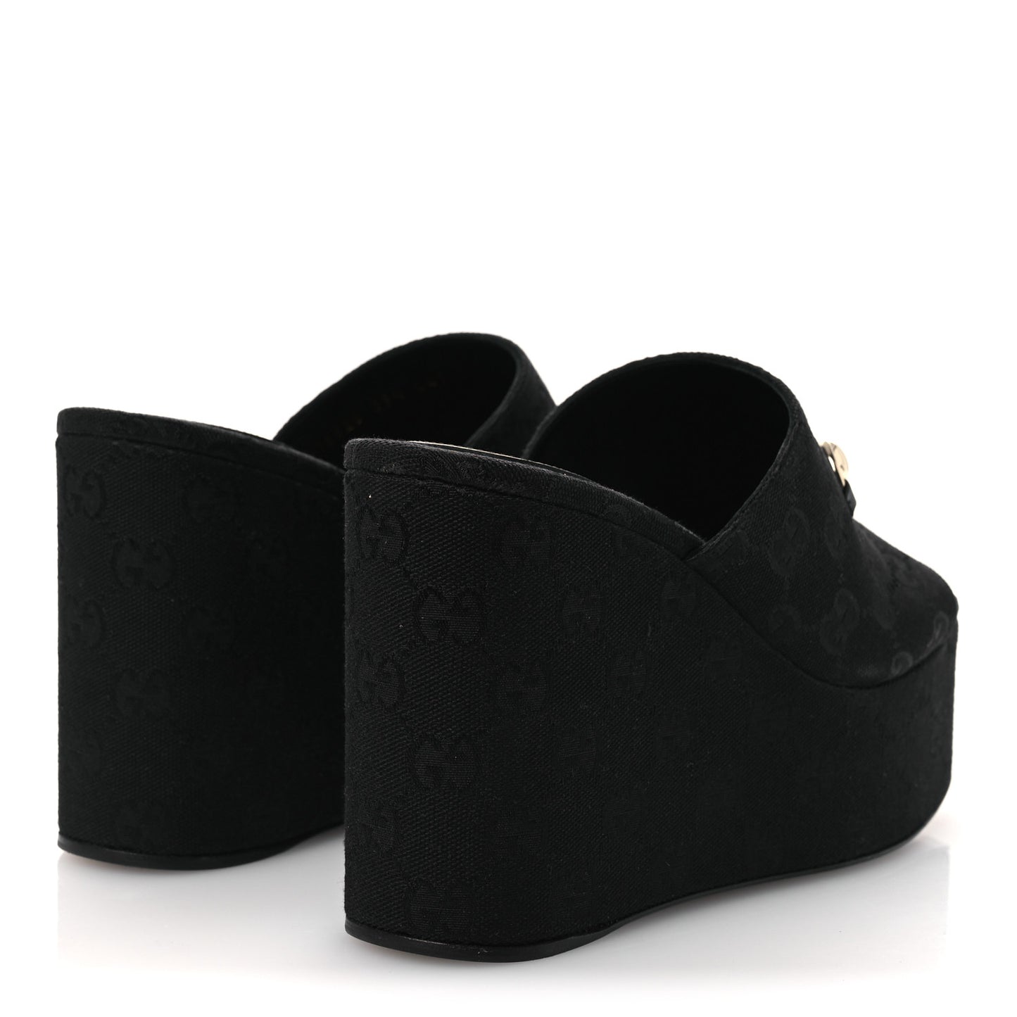 Monogram Wedge Platform Sandals 39.5 Black