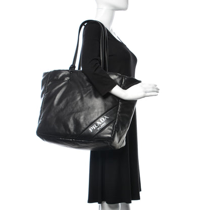 Prada Nappa Soft Large Shopper Tote Black Cobalto 2 of 10