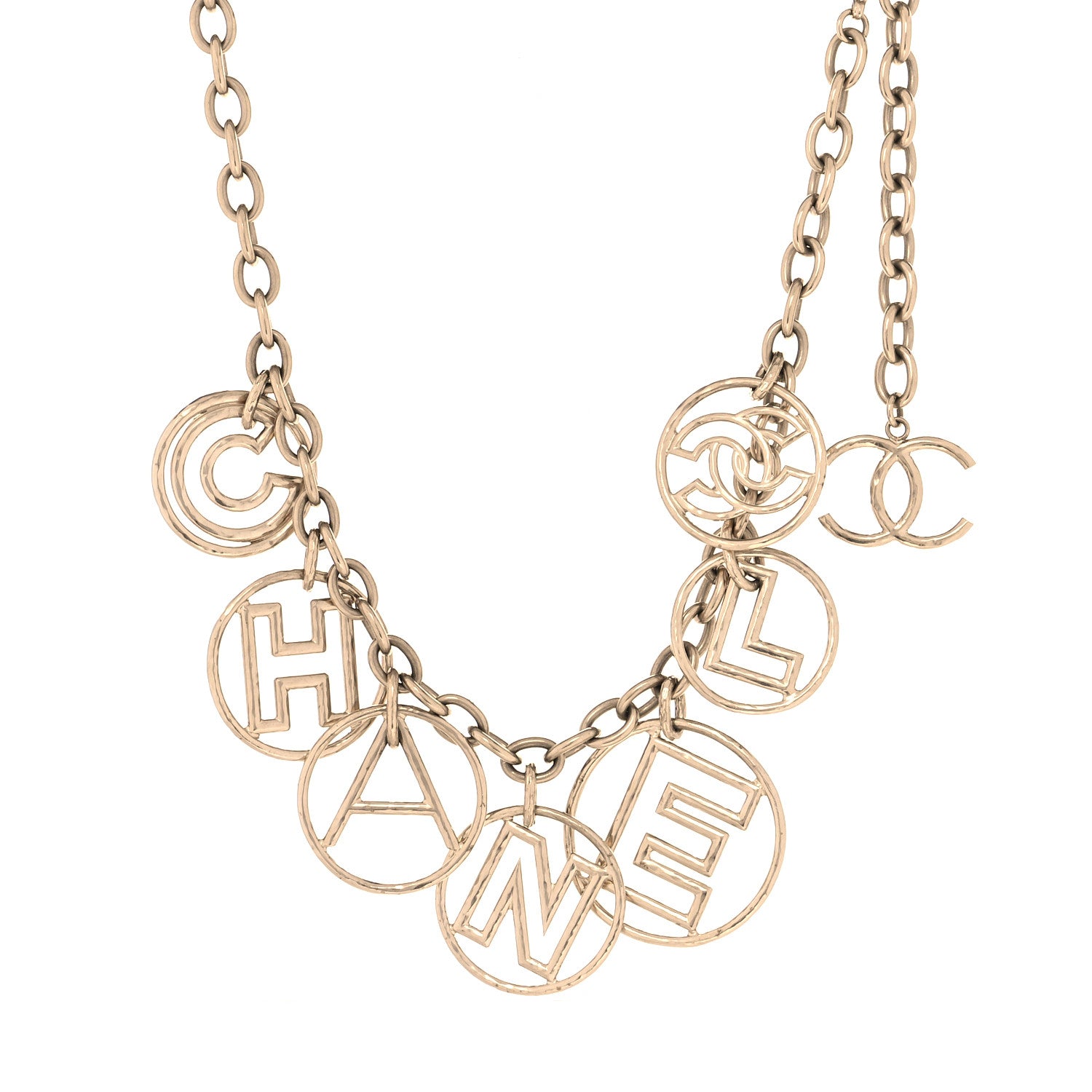 Chanel Metal Hoop Cuba Logo Necklace Gold 1 of 3