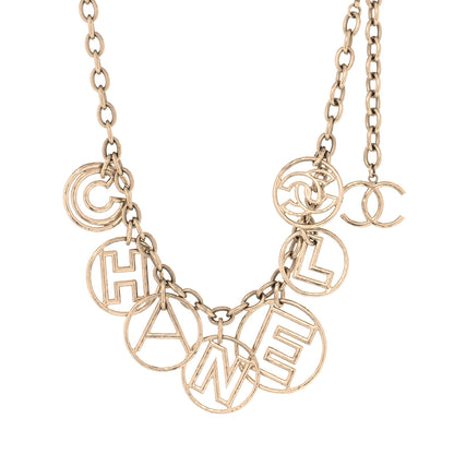 Chanel Metal Hoop Cuba Logo Necklace Gold 1 of 3