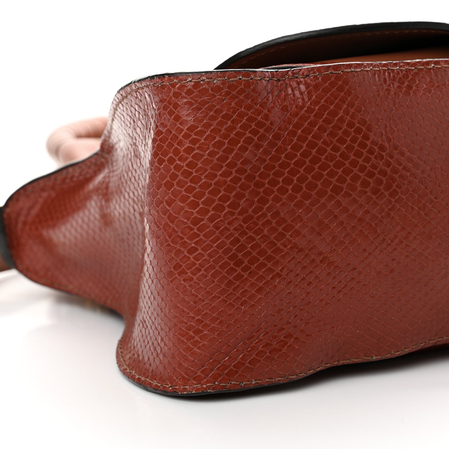 Snakeskin Embossed Calfskin Medium Marcie Satchel Coral