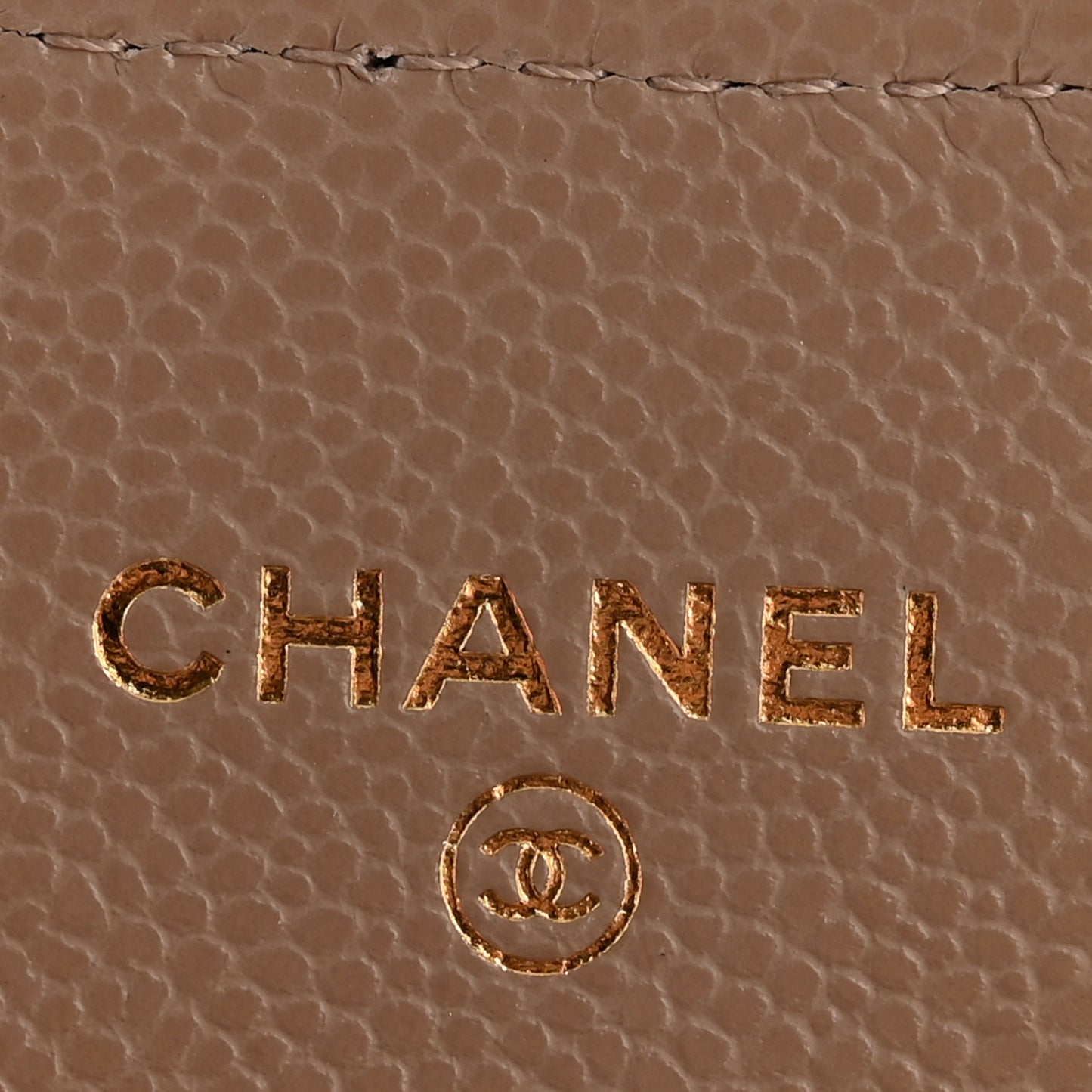 Caviar Quilted Flap Card Holder Wallet Dark Beige