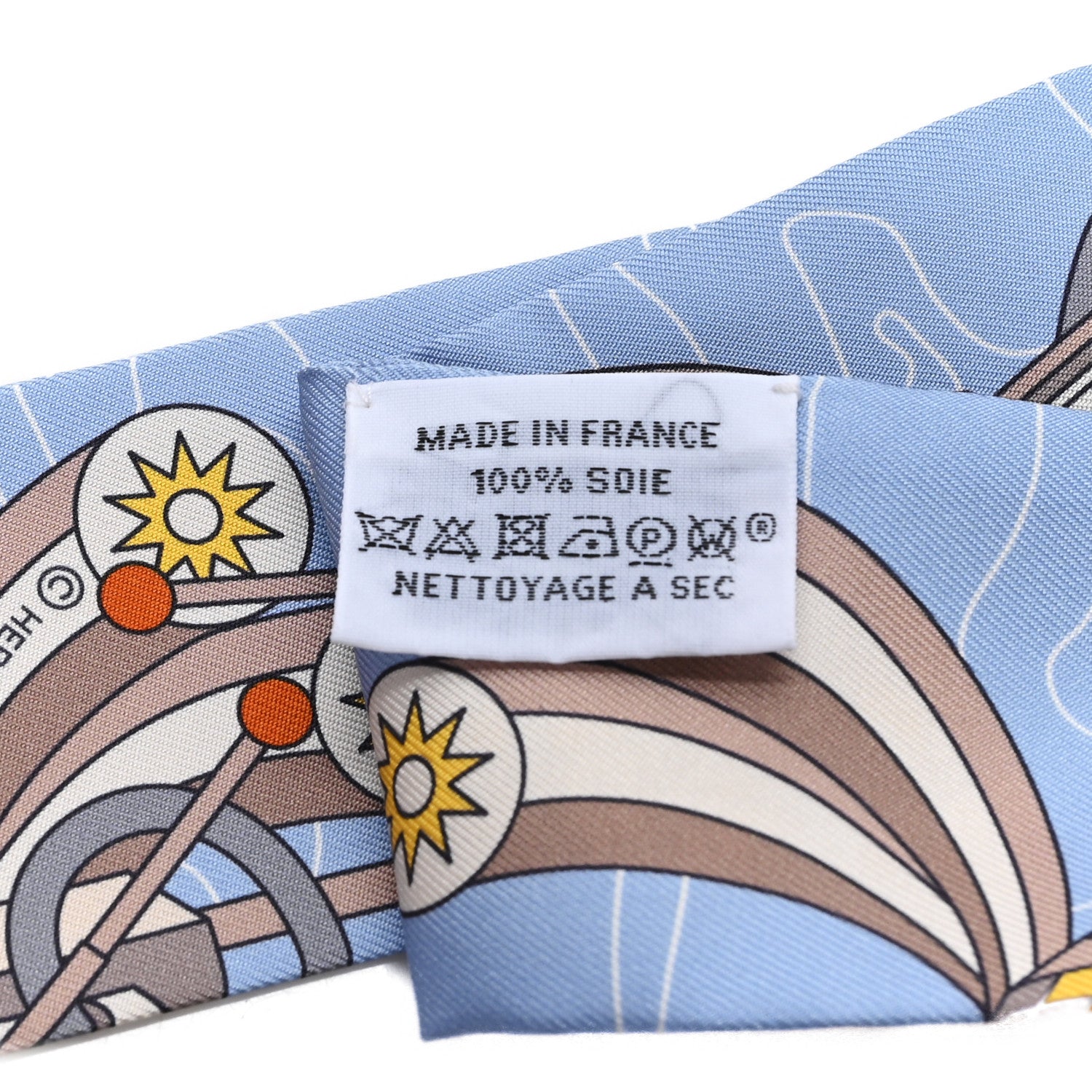 Hermes Silk Odyssey Twilly Beige Bleu Ciel Jaune Vif 3 of 3