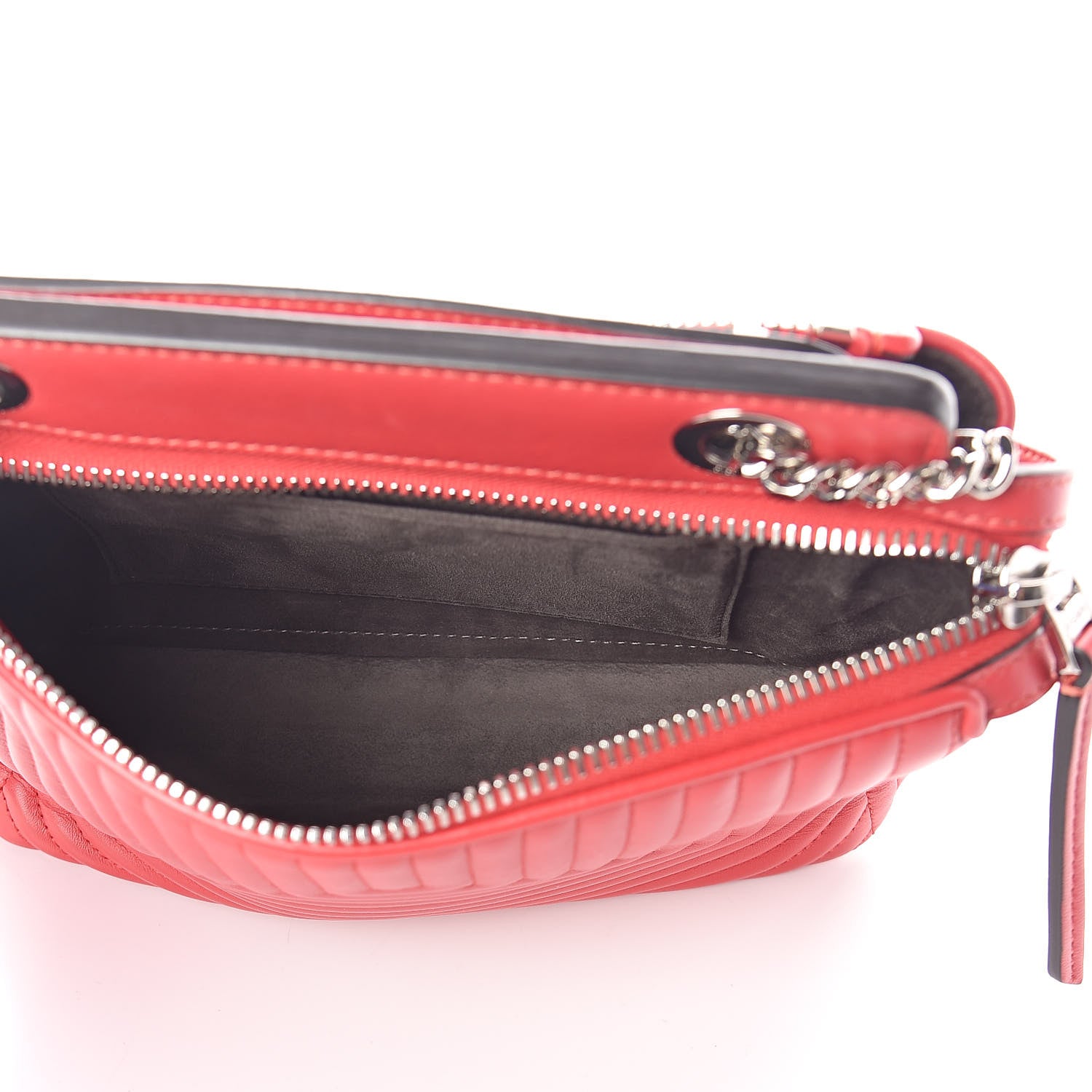 Fendi Shiny Nappa Trapuntata Small DotCom Click Chain Satchel Rojo 5 of 10
