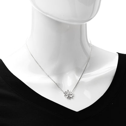 Van Cleef & Arpels 18K White Gold Diamond Small Lotus Pendant Necklace 2 of 7