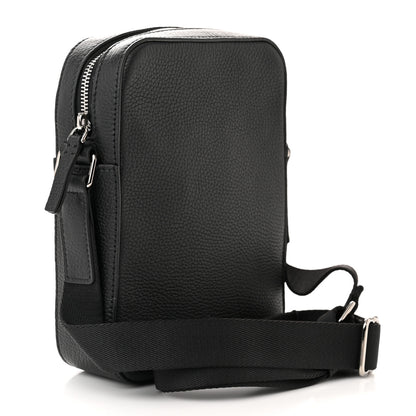 Burberry Pebbled Calfskin Logo Embossed Thornton Messenger Bag Black 3 of 11