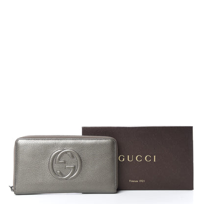 Gucci Metallic Pebbled Calfskin Soho Zip Around Wallet Sasso 11 of 11