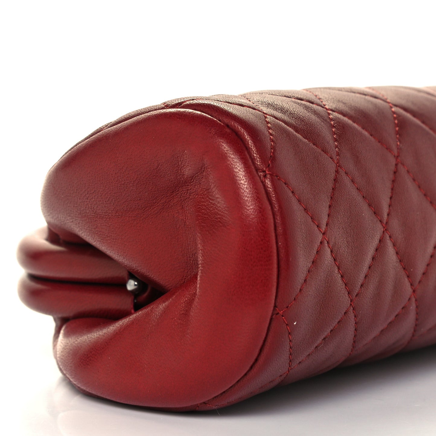 Lambskin Quilted Timeless Clutch Dark Red