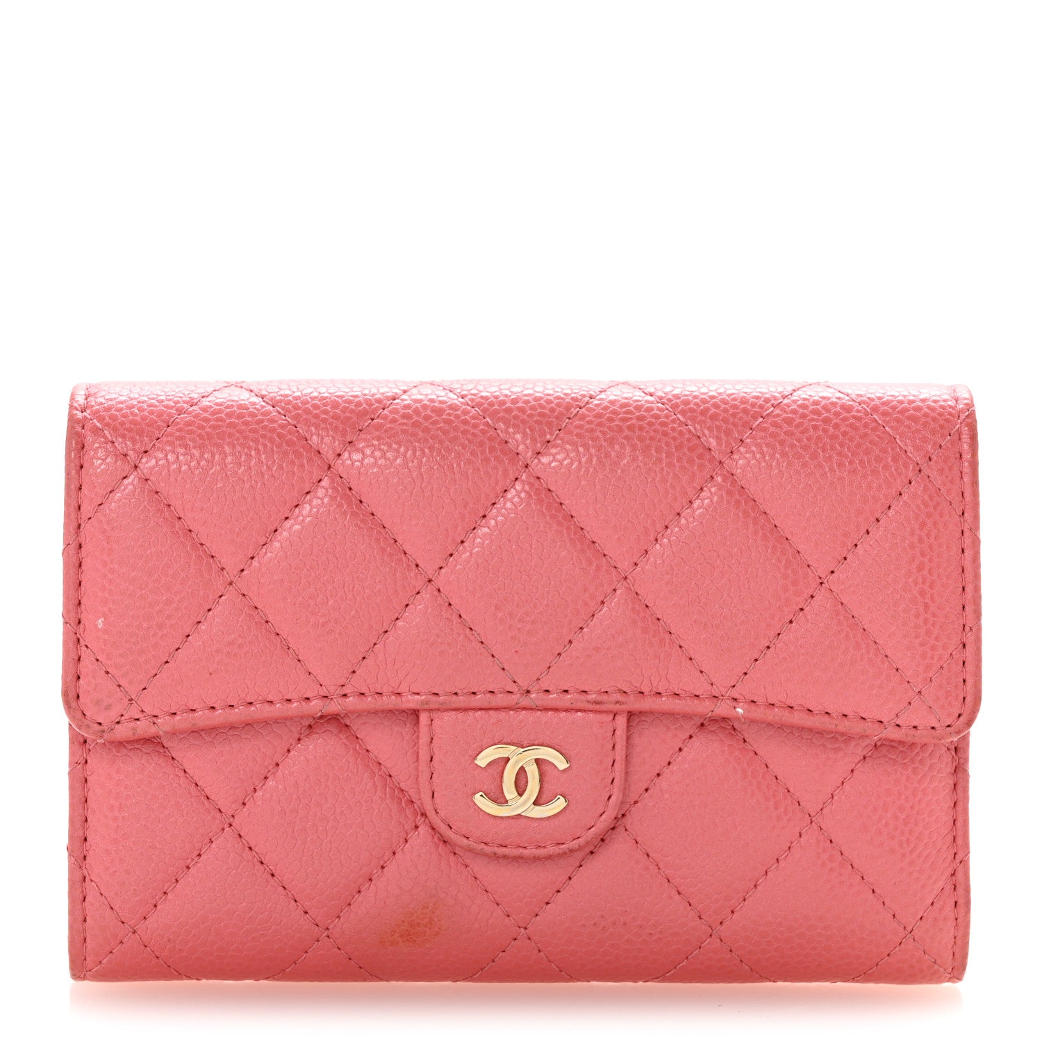 Chanel Metallic Caviar Quilted Medium Flap Wallet Pink 1 of 12