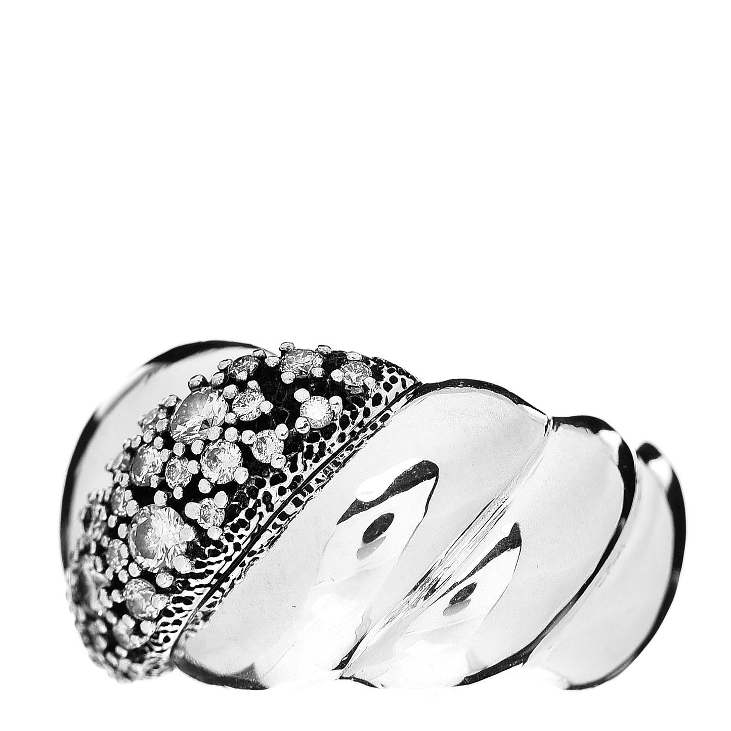 Sterling Silver Diamond Sculpted Cable Ring 51 5.75