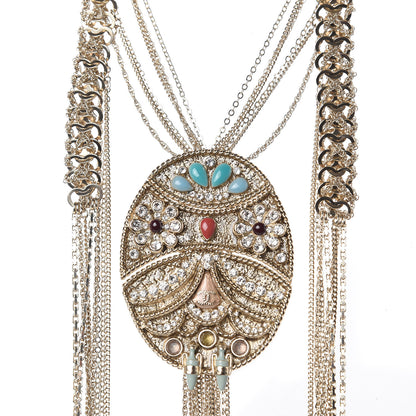 Chanel Crystal Chain Owl CC Multi Strand Necklace Gold 4 of 5