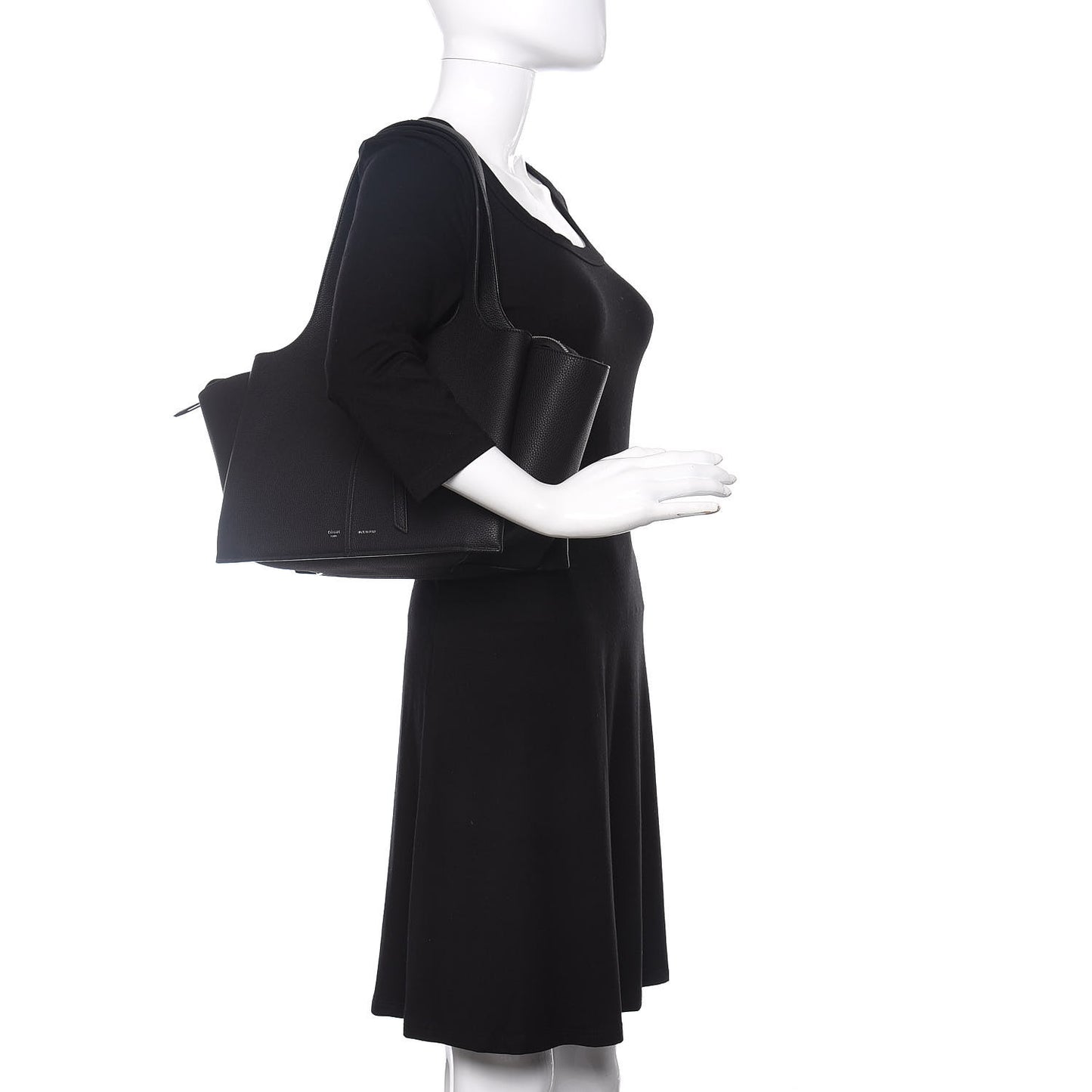 Baby Grained Calfskin Small Tri-Fold Bag Black
