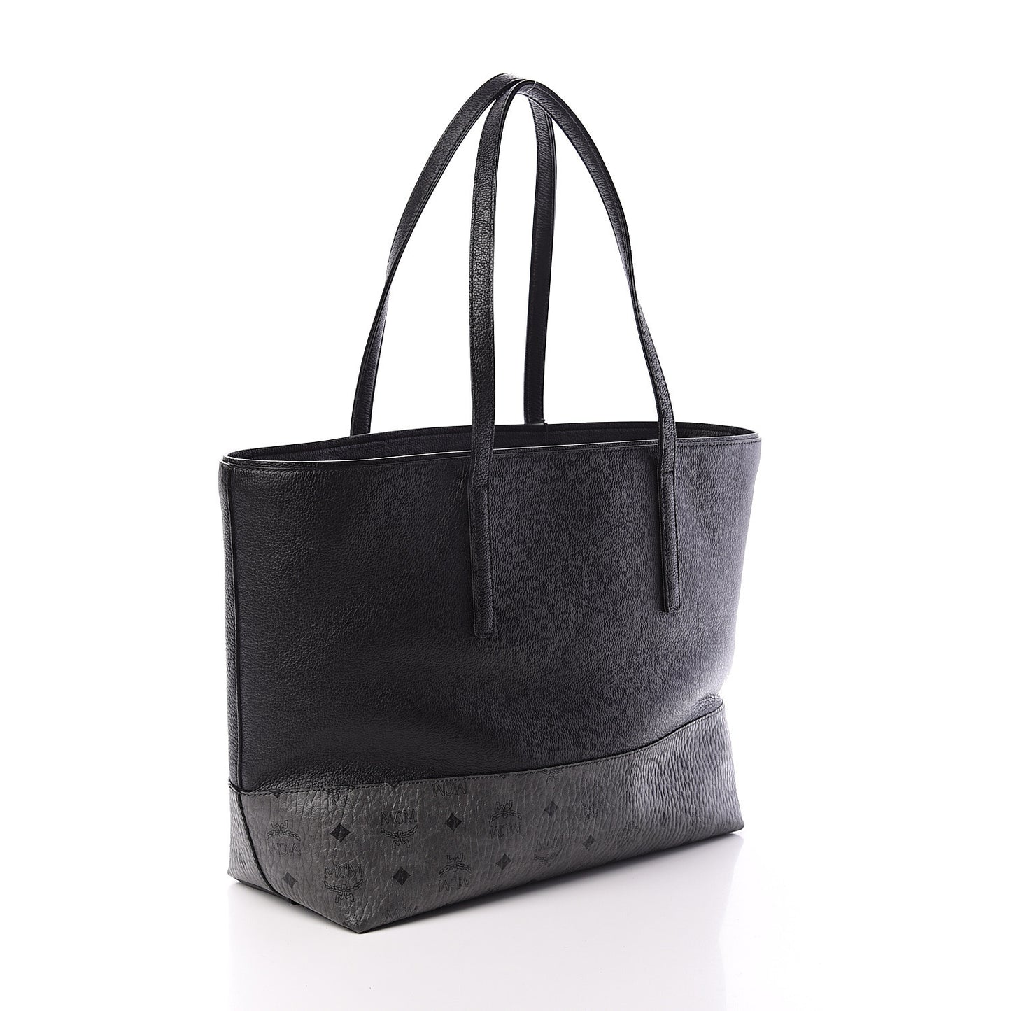 Calfskin Visetos Wilder Shopper Tote Black