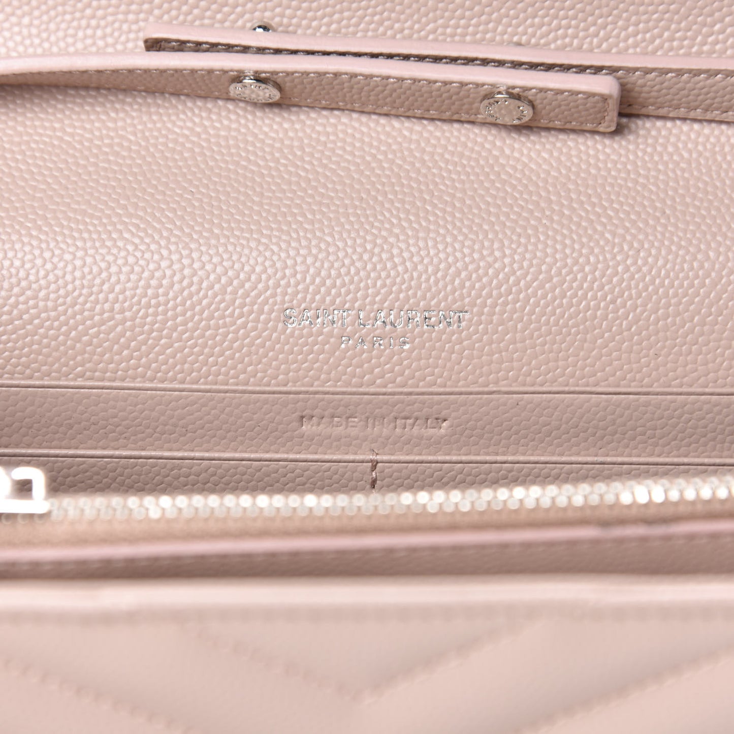 Grain De Poudre Matelasse Chevron Monogram Chain Wallet Pale Pink