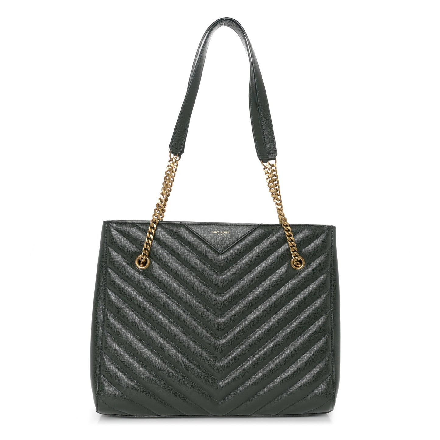 Grain de Poudre Matelasse Chevron Medium Tribeca Shopping Bag Vert Fonce