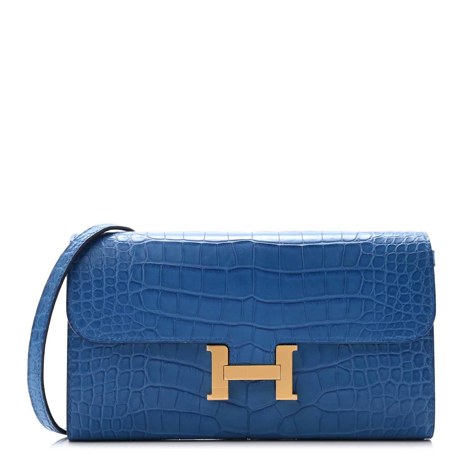 Hermes Matte Alligator Constance Long Wallet To Go Bleu Zellige 1 of 9