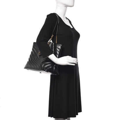 Saint Laurent Calfskin Y Quilted Monogram Large Loulou Shopper Black 2 of 8