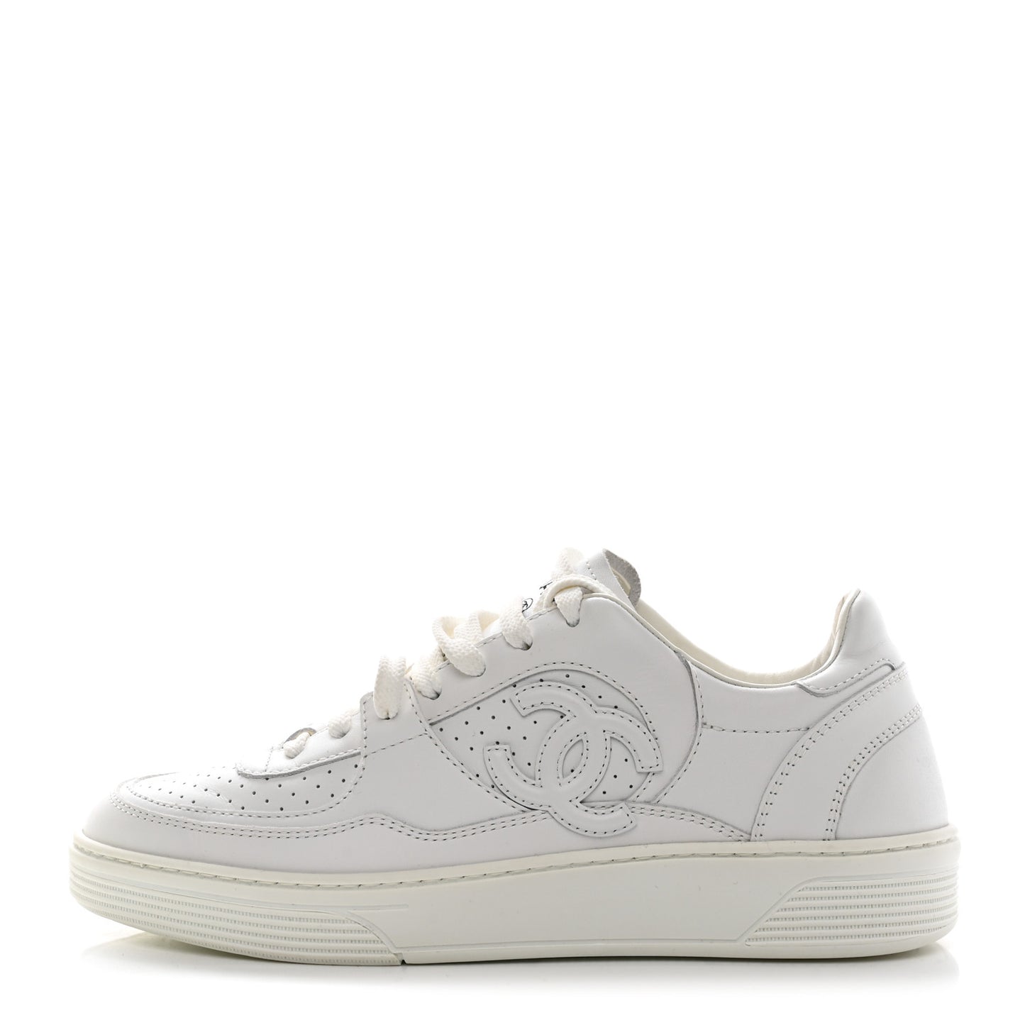 Calfskin CC Womens Sneakers 39 White