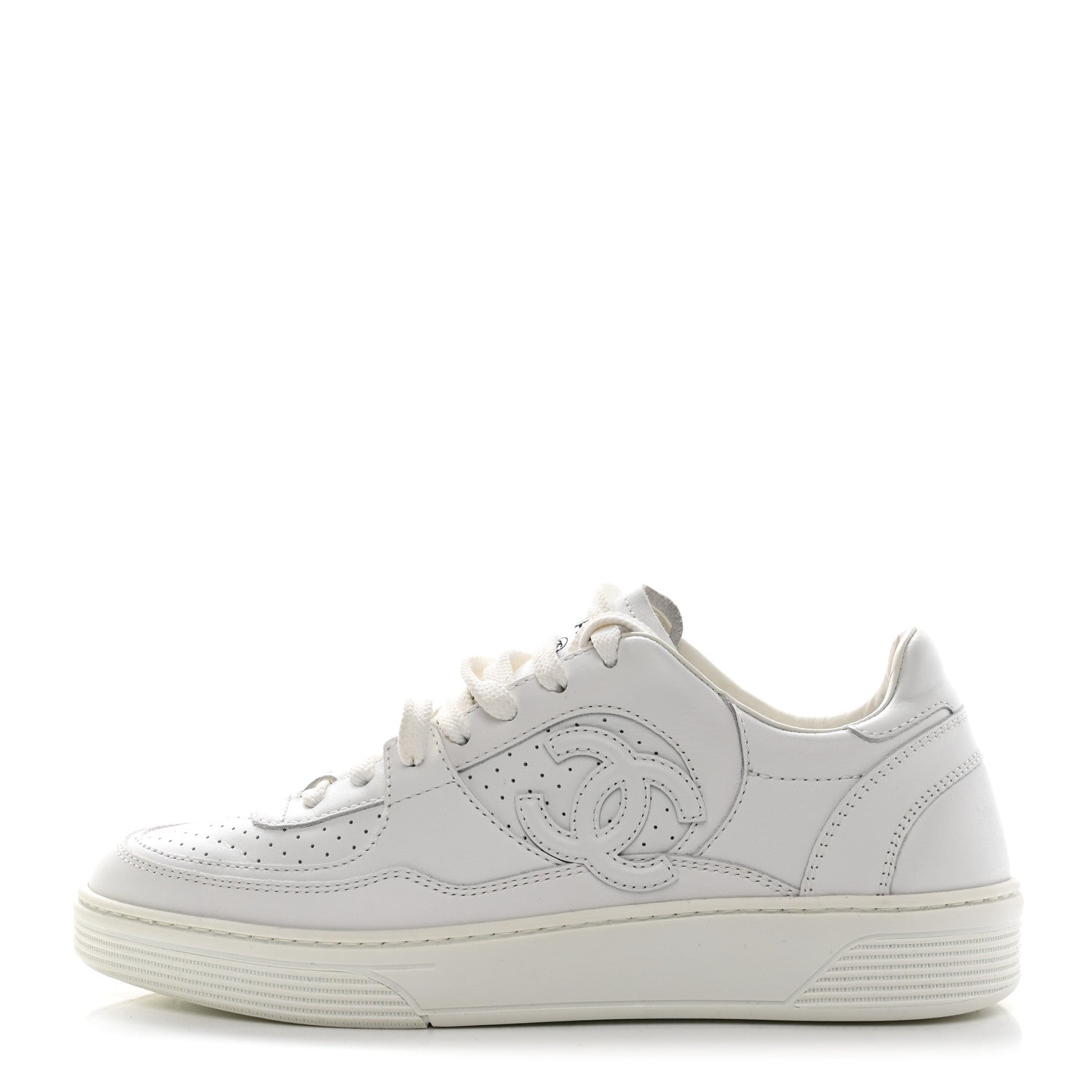 Chanel Calfskin CC Womens Sneakers 39 White 1 of 9