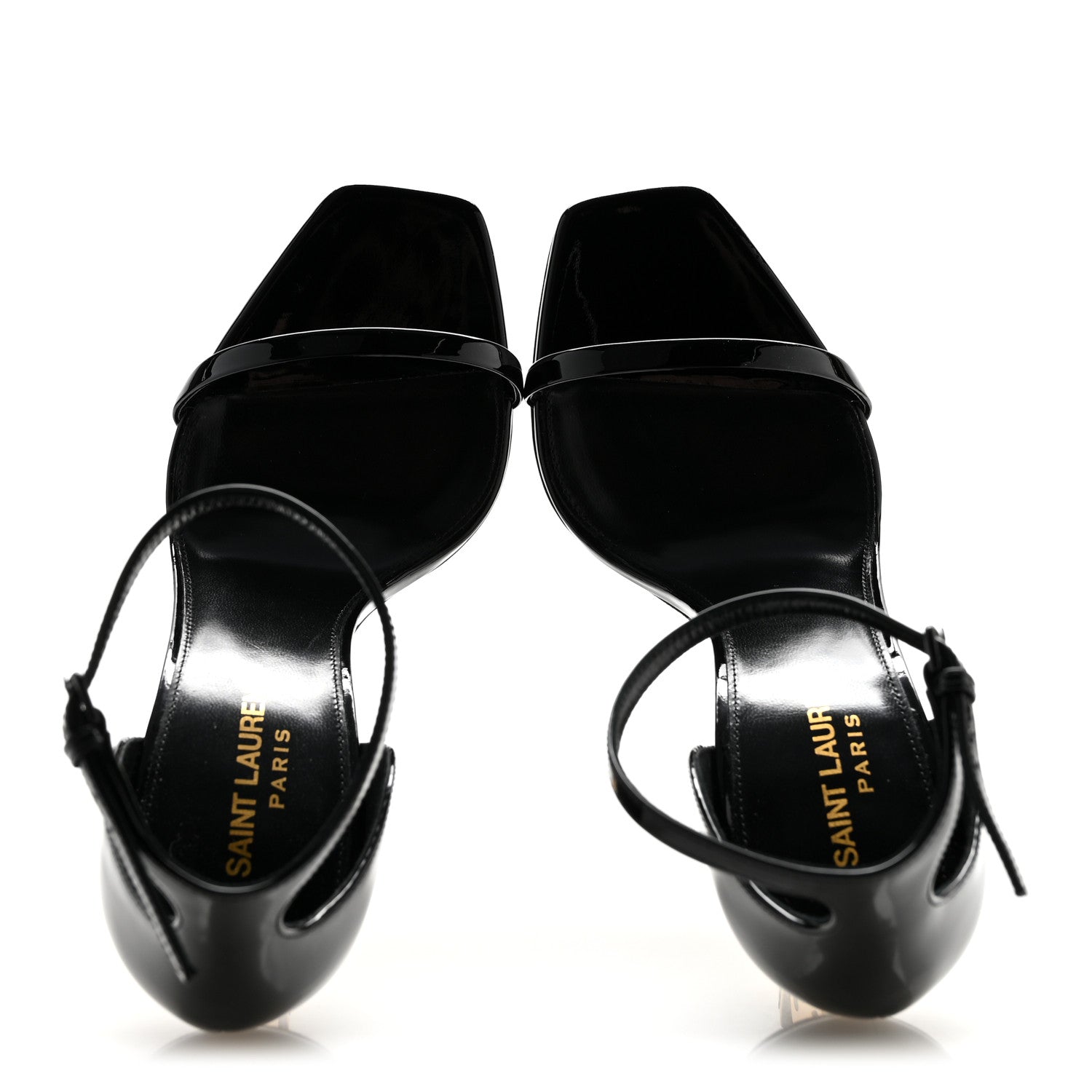 Saint Laurent Patent Calfskin Opyum 110 Sandals 38 Black Gold 2 of 11