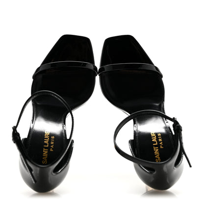 Saint Laurent Patent Calfskin Opyum 110 Sandals 38 Black Gold 2 of 11