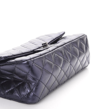 Chanel Metallic Calfskin Quilted 2.55 Reissue 226 Flap Dark Navy Blue 9 of 10