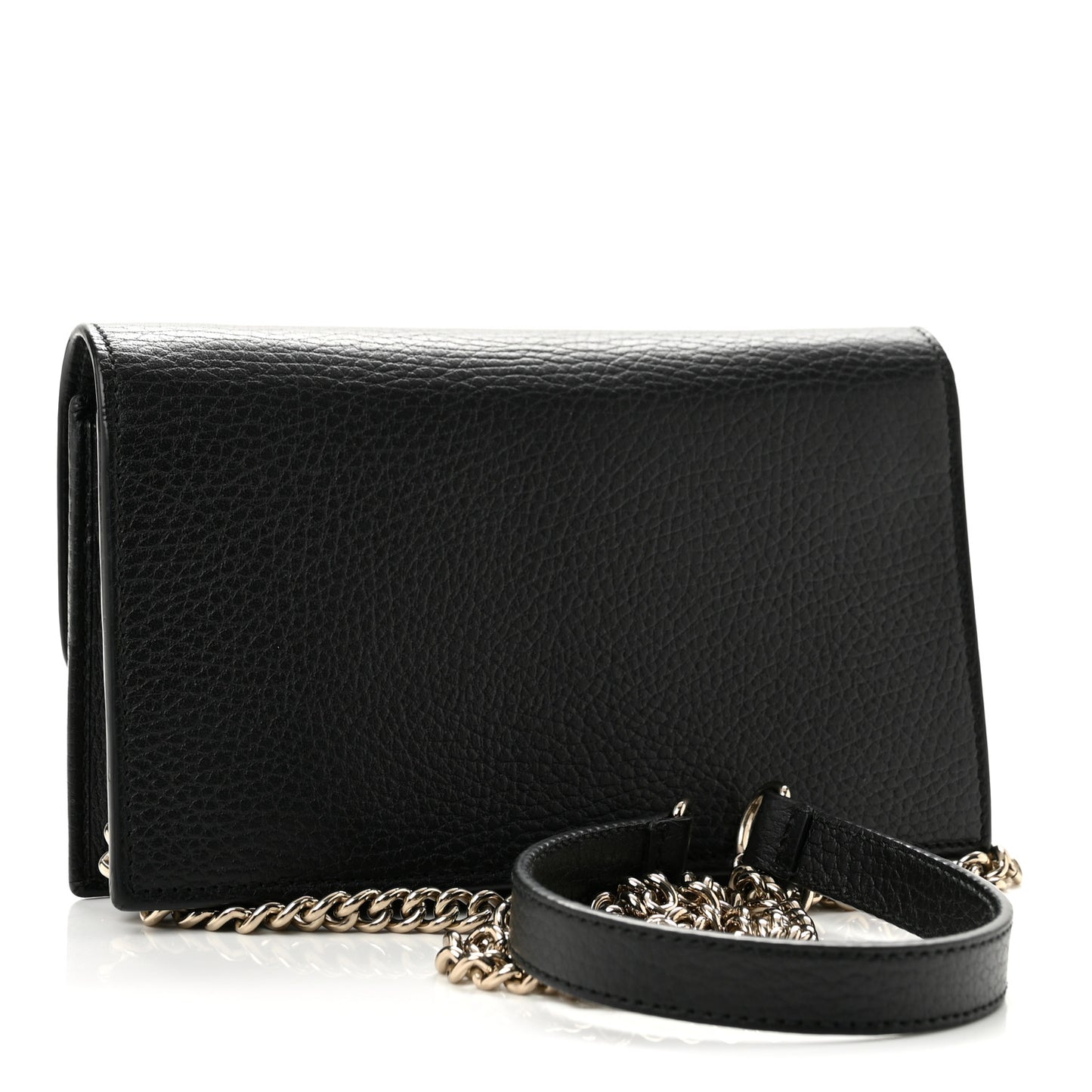 Dollar Calfskin Interlocking G Chain Wallet Black
