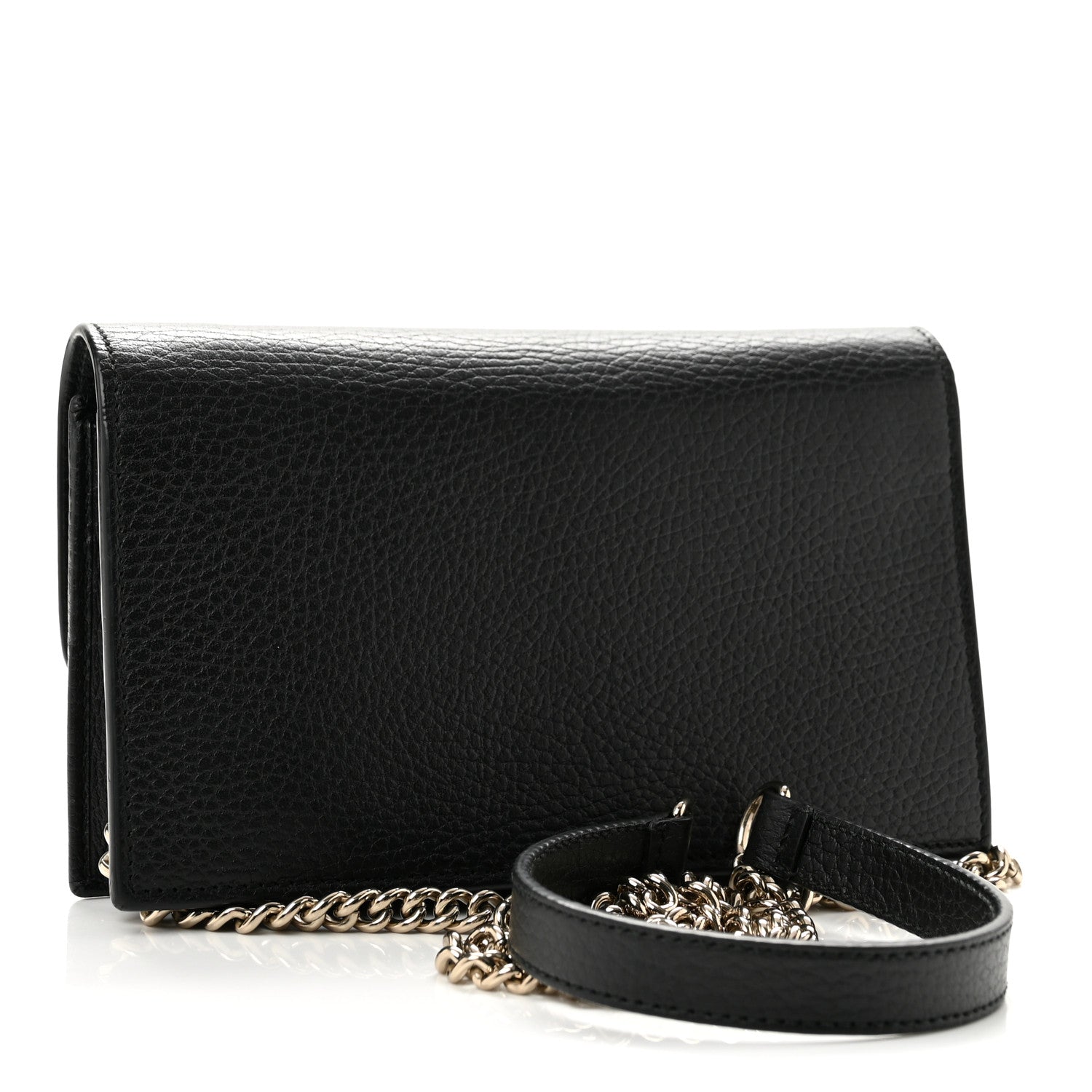 Gucci Dollar Calfskin Interlocking G Chain Wallet Black 2 of 11