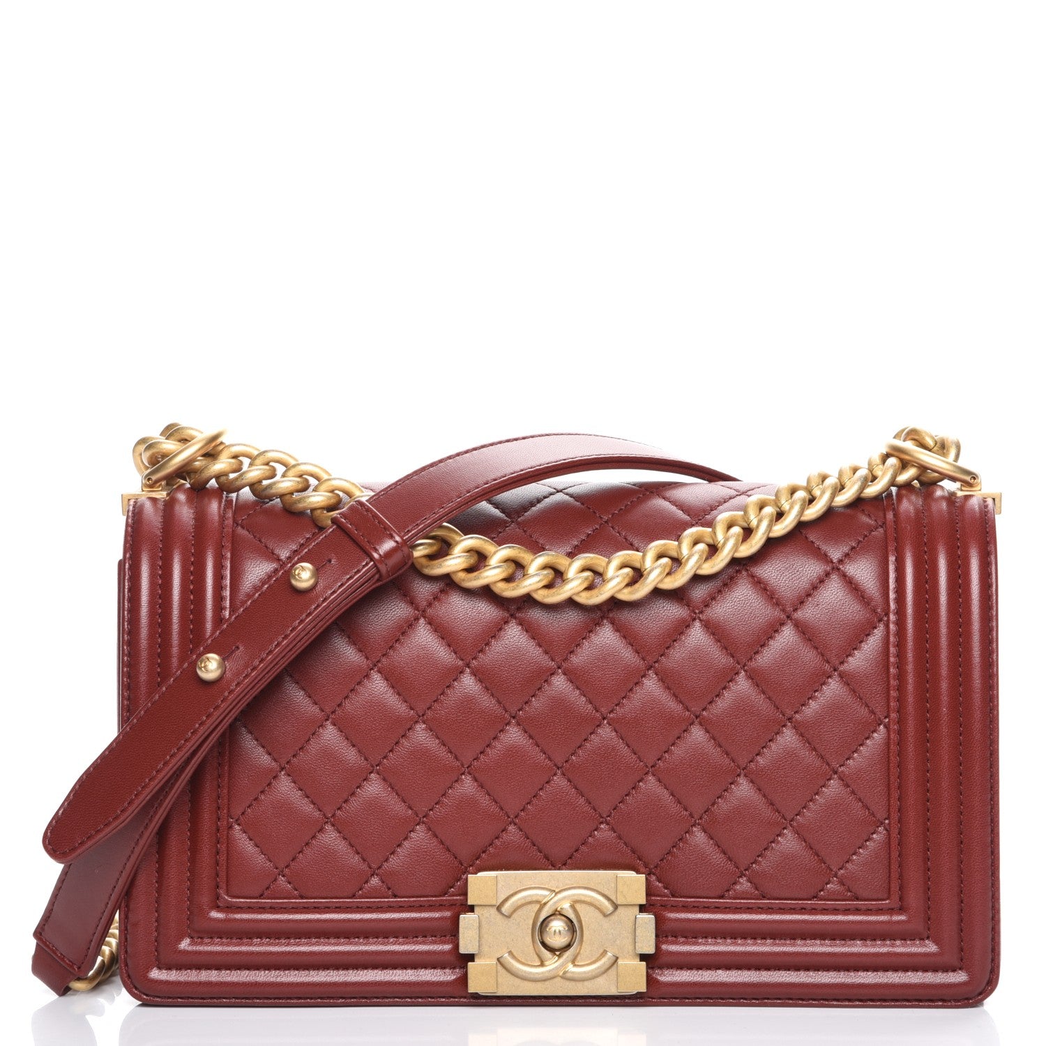 Chanel Lambskin Quilted Medium Boy Flap Burgundy 1 of 7