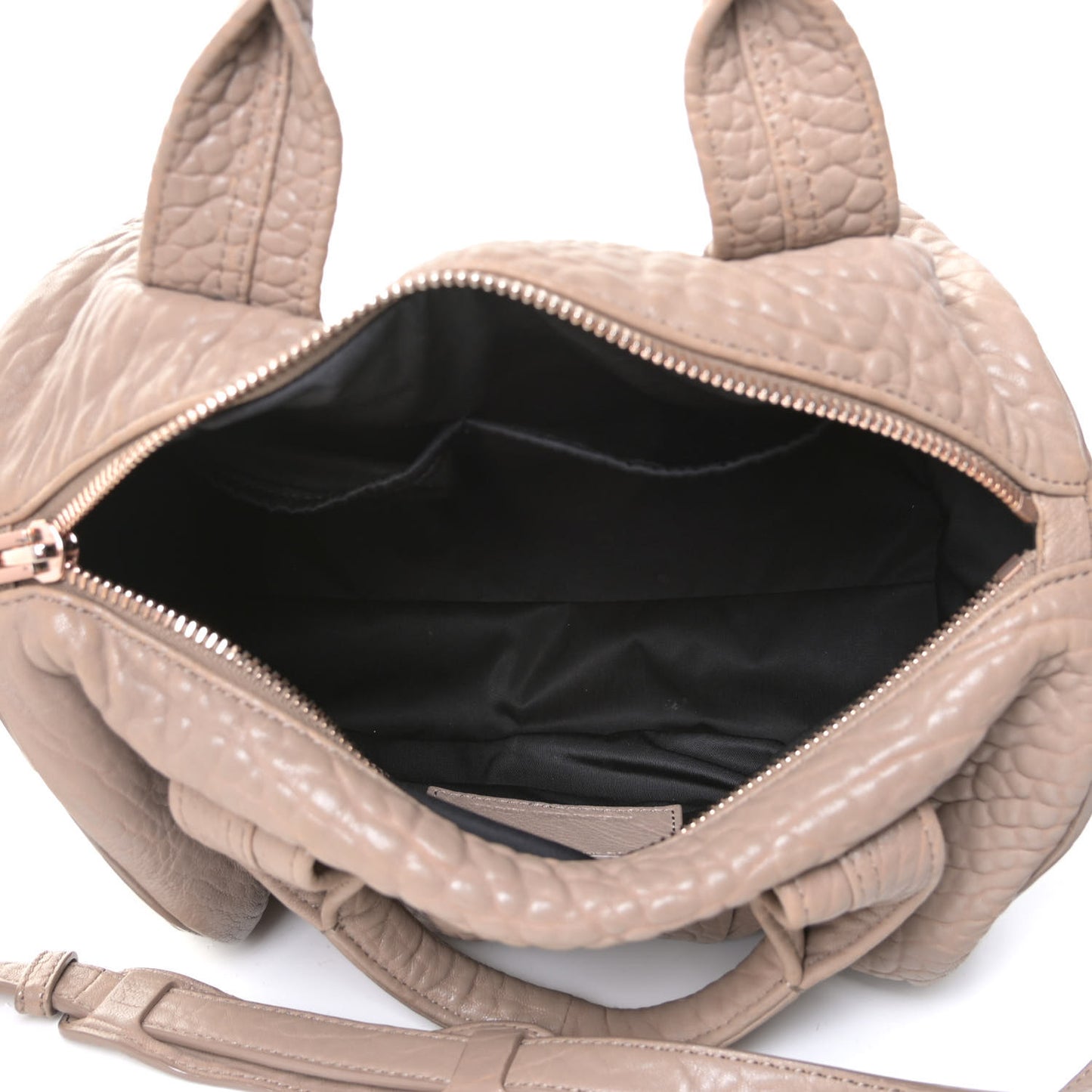 Pebbled Lambskin Rocco Latte Rose Gold Hardware