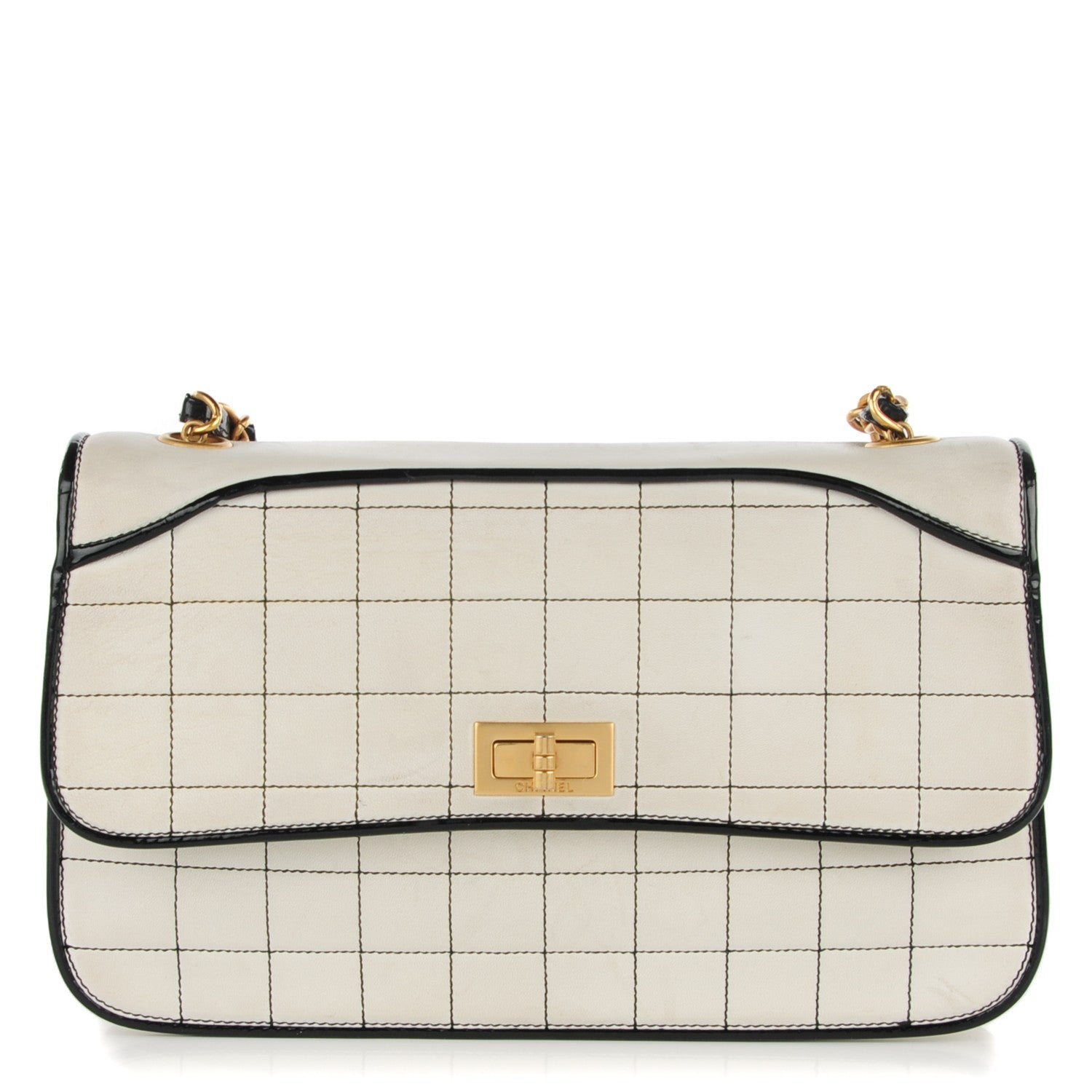 Chanel Lambskin Contrast Stitch Small Mademoiselle Flap Black White 1 of 8