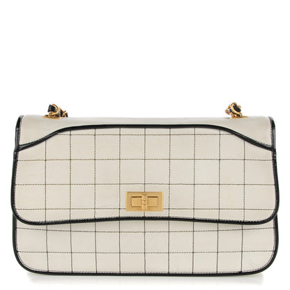 Chanel Lambskin Contrast Stitch Small Mademoiselle Flap Black White 1 of 8