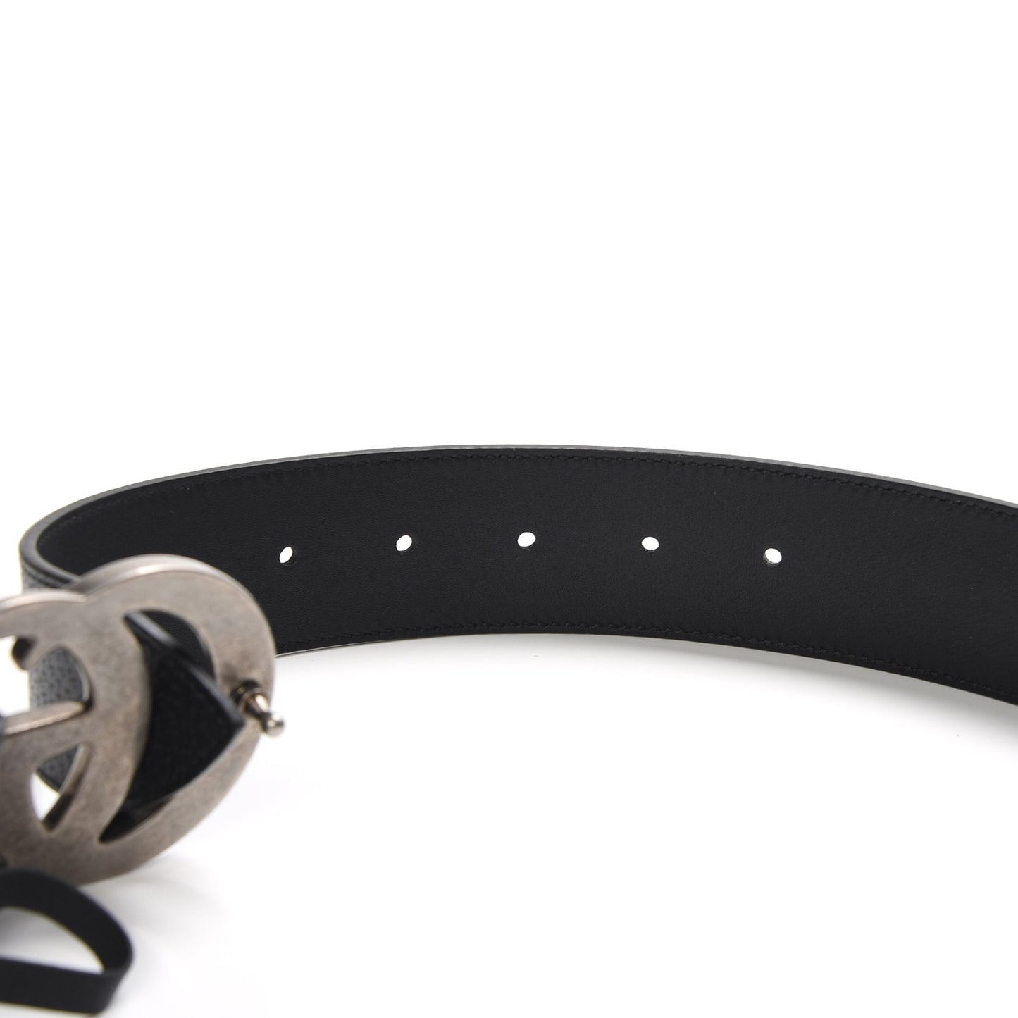Textured Dollar Calfskin Nickel Double G 40mm Belt 90 36 Black