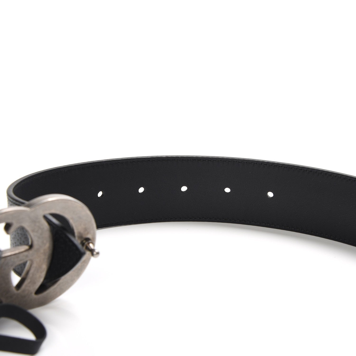 Gucci Textured Dollar Calfskin Nickel Double G 40mm Belt 90 36 Black 6 of 11