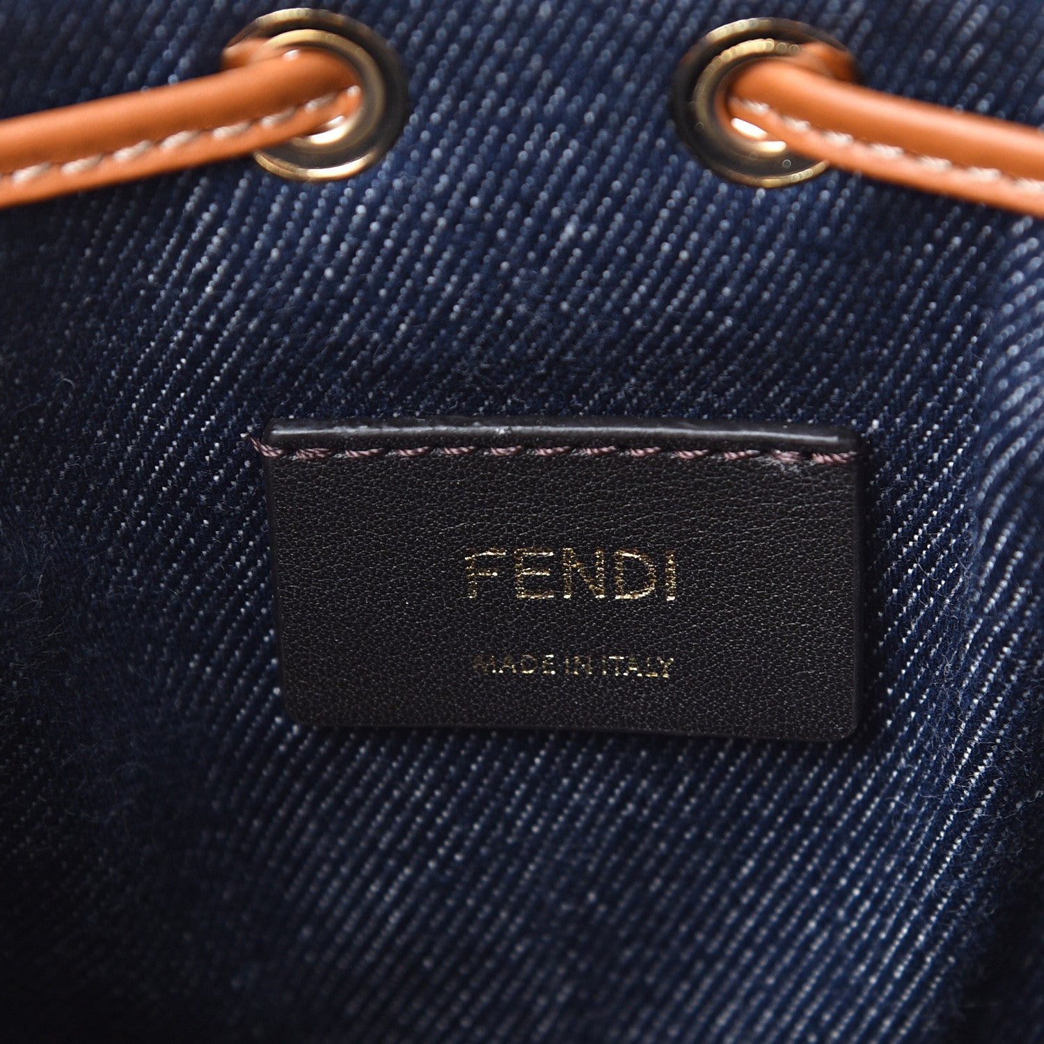 Fendi Denim Vitello King F is Fendi FF Embroidered Mini Mon Tresor Bucket Bag Blue Cuoio 5 of 9