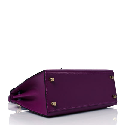 Hermes Madame Calfskin Shiny Niloticus Crocodile Kelly Sellier Touch 25 Anemone Amethyst 4 of 11