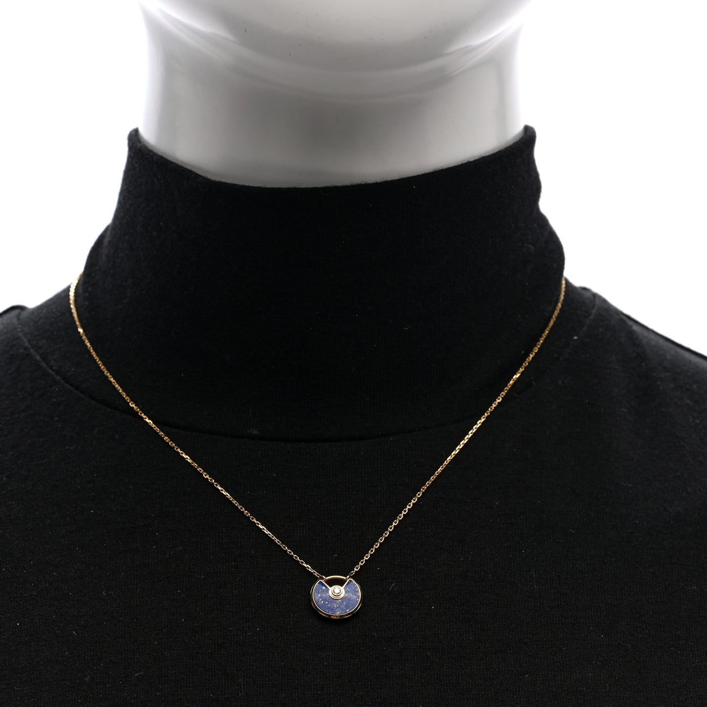 18K Yellow Gold Diamond Lapis Lazuli XS Amulette de Cartier Pendant Necklace