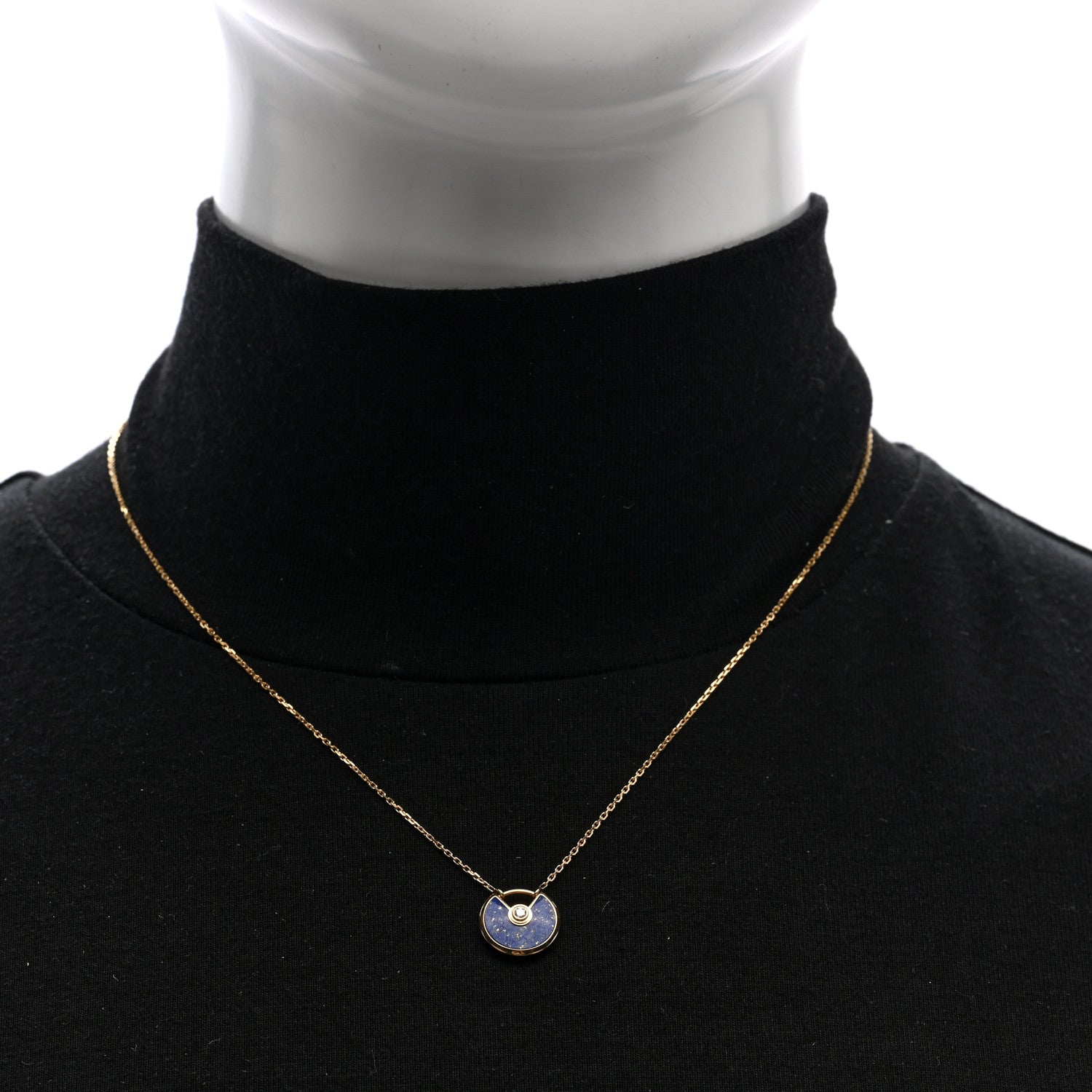 Cartier 18K Yellow Gold Diamond Lapis Lazuli XS Amulette de Cartier Pendant Necklace 2 of 4