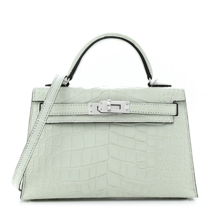 Hermes Matte Alligator Mini Kelly Sellier 20 Gris Neve 1 of 11
