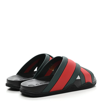 Gucci Rubber Web Mens Criss Cross Slide Sandals 8 Green Red 4 of 10