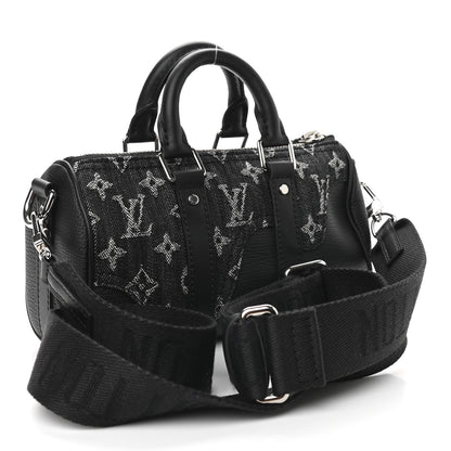 Louis Vuitton X NIGO Taurillon Monogram Denim Drip Keepall XS Black 3 of 8
